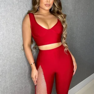 SET BANDAGE ROJO CRISTALES